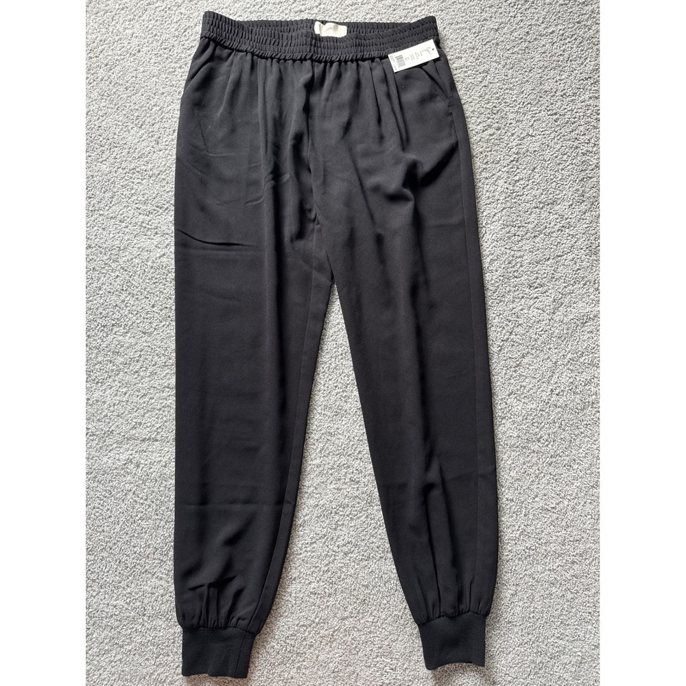 Joie Mariner Black Jogger Pants Caviar Smocked Waist Ribbed Cuff Size M NEW